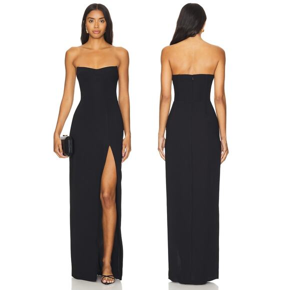 Amanda Uprichard Ivy Gown Strapless Formal Gala Party Sexy Prom Classy Black M - Picture 1 of 9